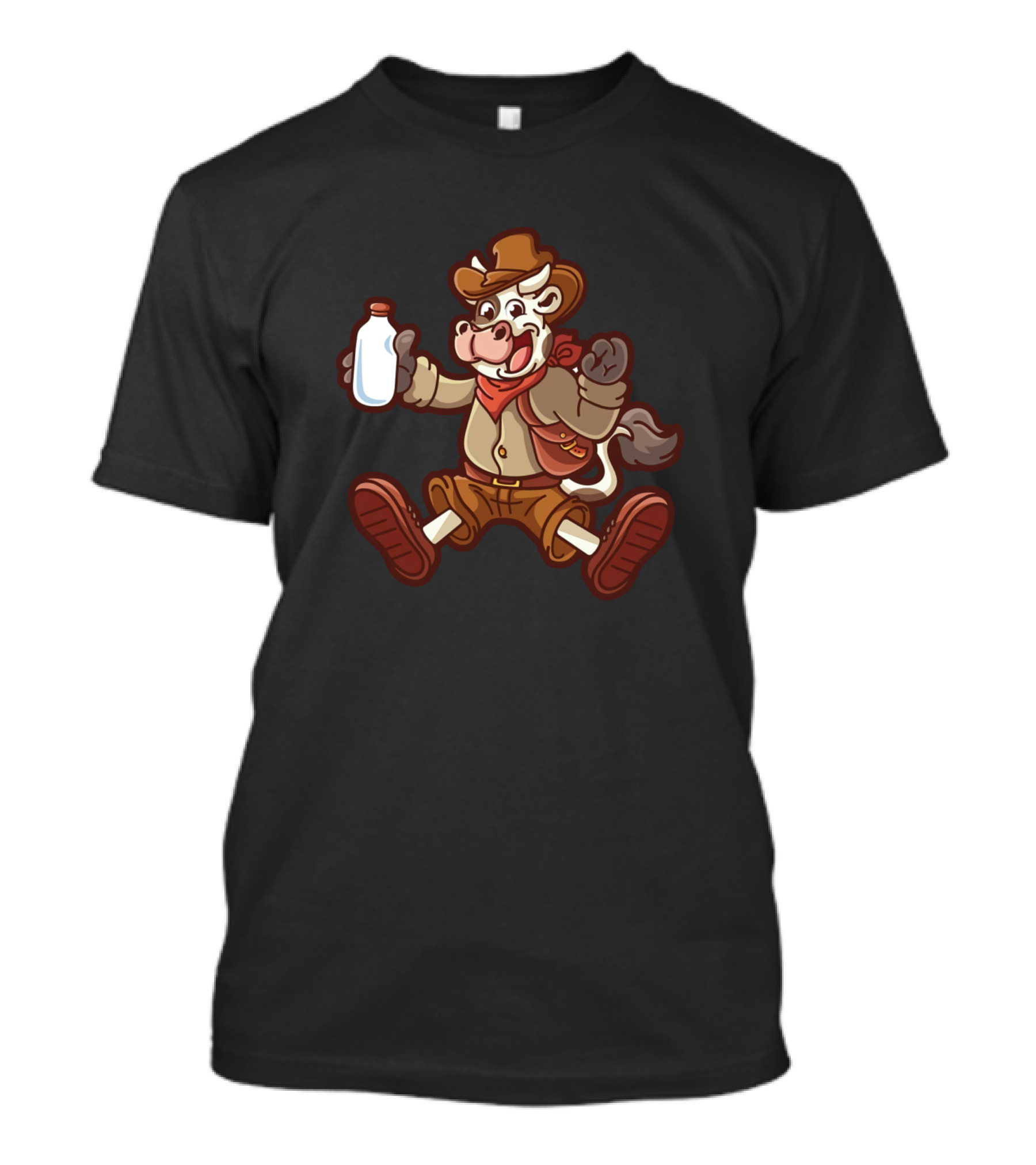 Jumping Cowboy Milk Cow Character T-Shirt