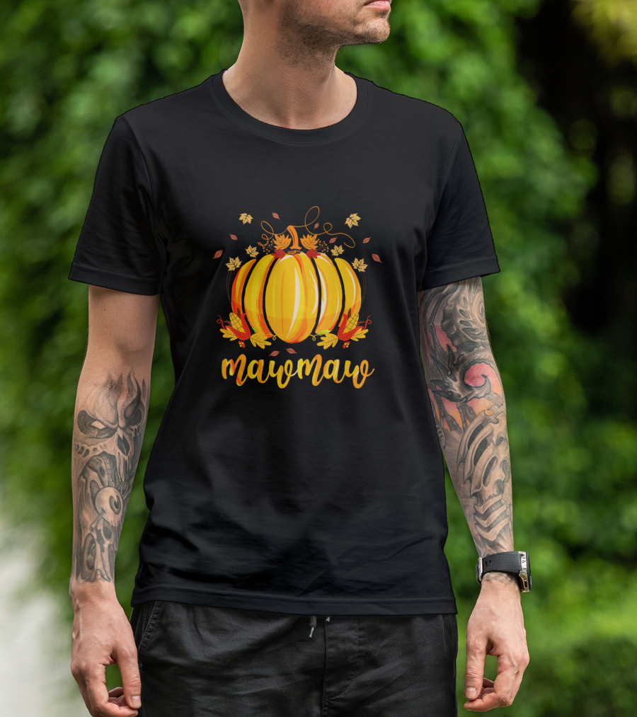 Mawmaw Pumpkin Autumn Leaves Thanksgiving Grandma Fall T-Shirt
