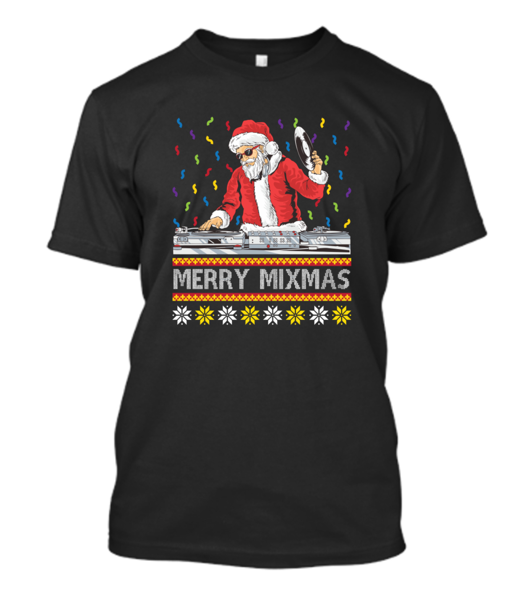 Merry Mixmas Funny Christmas DJ Santa Music Party T-Shirt
