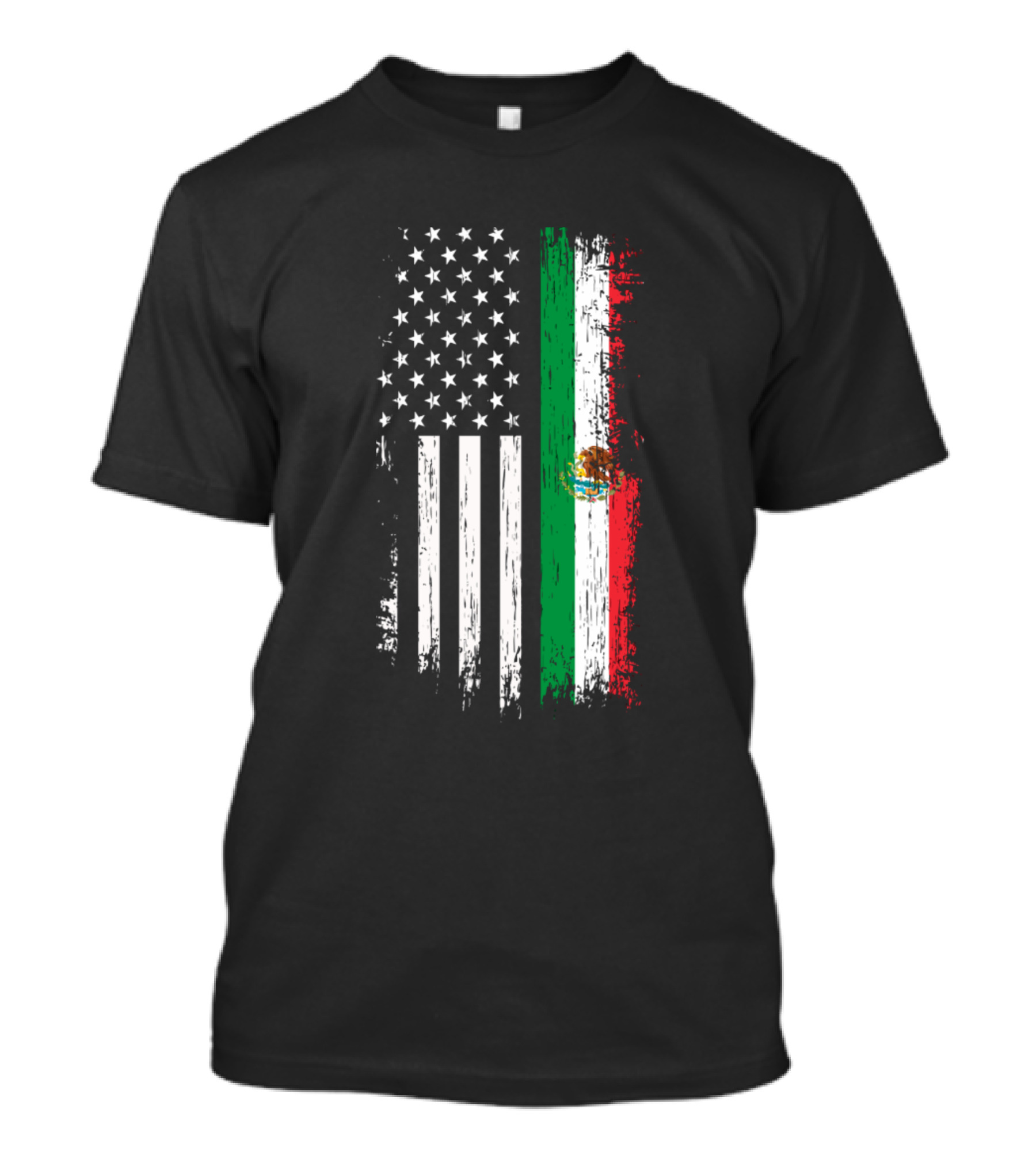 Mexico USA Roots Mexican American Flag Combination T-Shirt