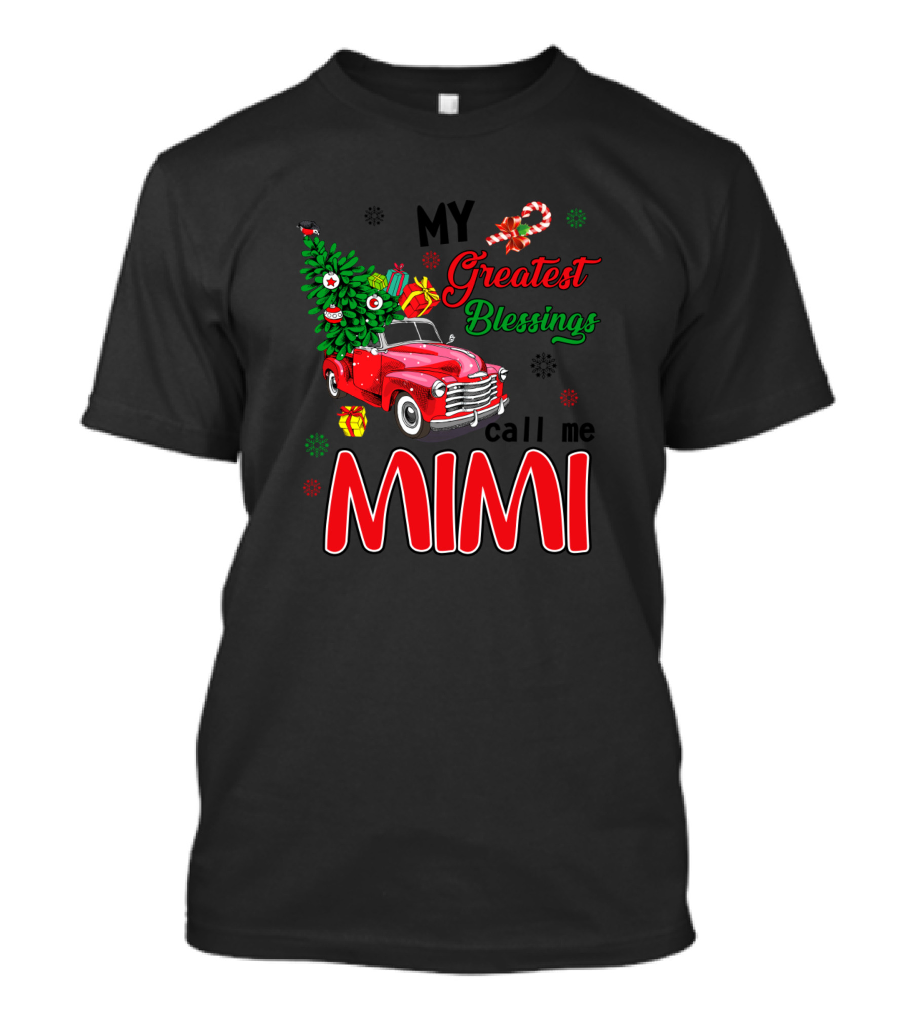 My Greatest Blessings Call Me Mimi Red Truck Christmas Tree T-Shirt