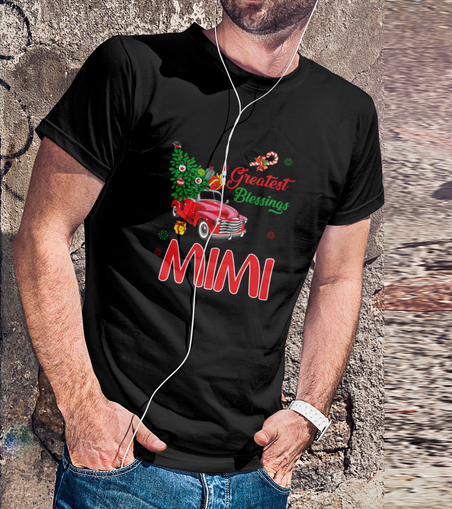 My Greatest Blessings Call Me Mimi Red Truck Christmas Tree T-Shirt