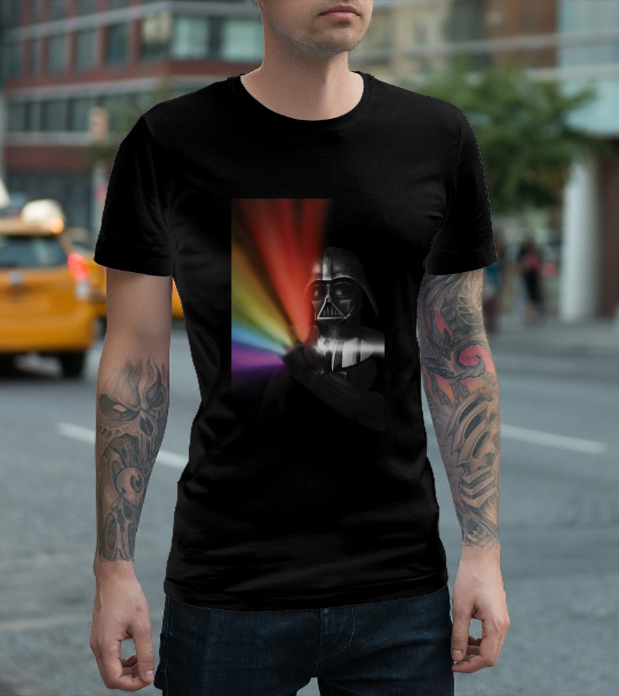 Pinkfloyd Dark Side of the Moon Meets Star Wars Vader Prism Spectrum T-Shirt