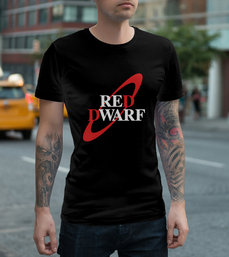 Red Dwarf Logo with Red Elliptical Orbit T-Shirt