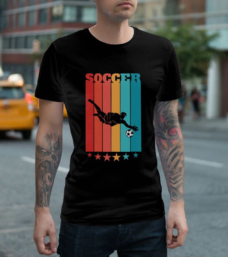 Soccer Goalie Keeper Retro Silhouette Stars T-Shirt