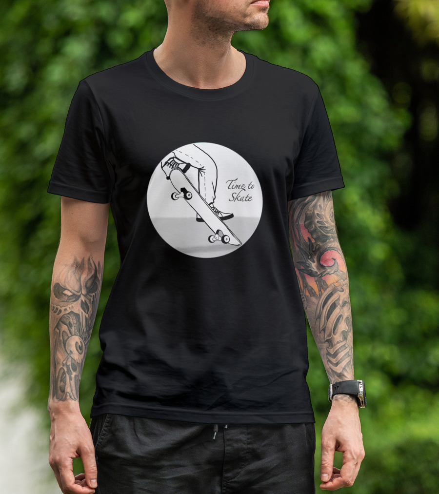 Time To Skate Retro Skateboarding Illustration Circle T-Shirt