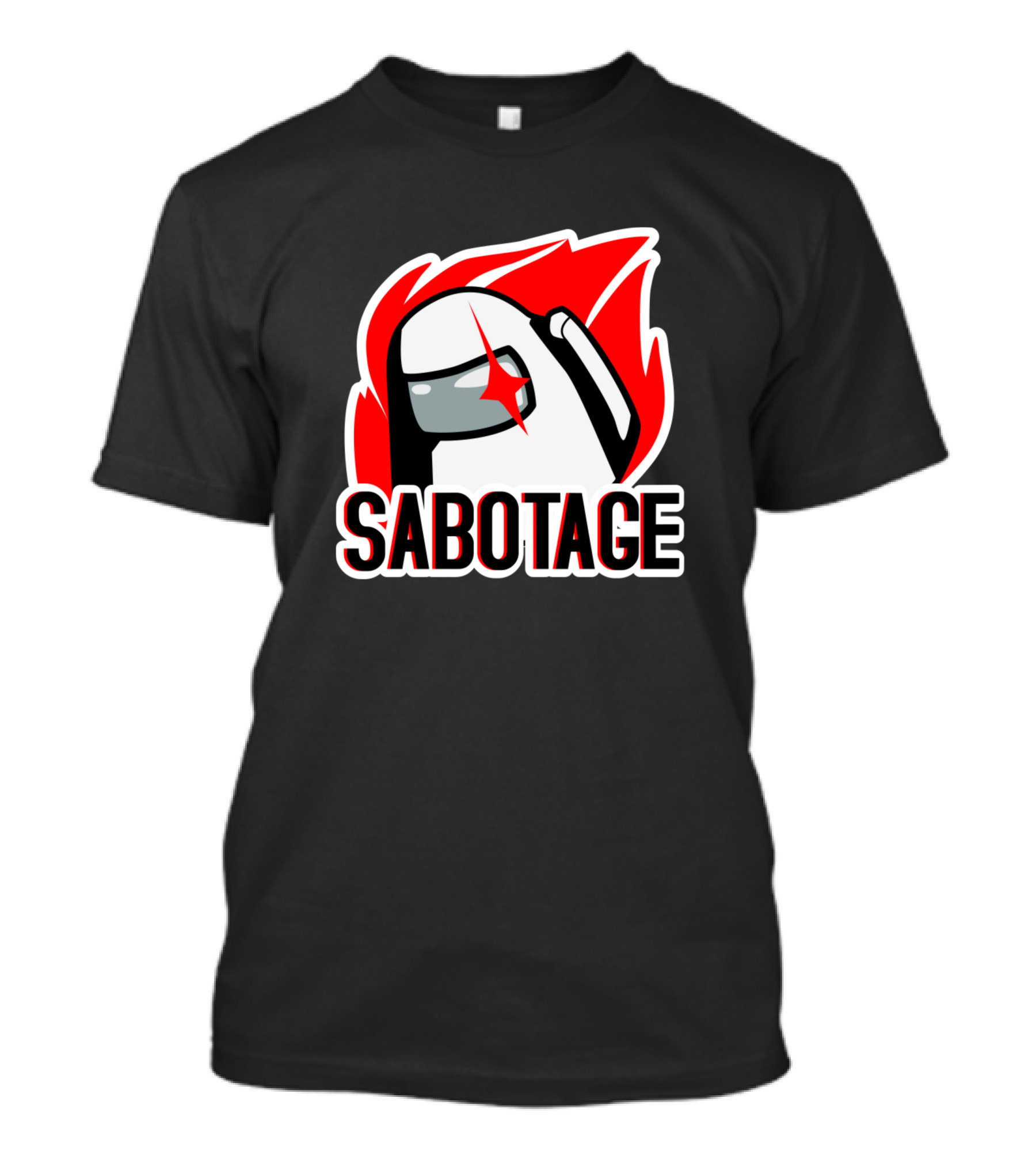 Among Us Sabotage White Player Crewmate With Fiery Background T-Shirt