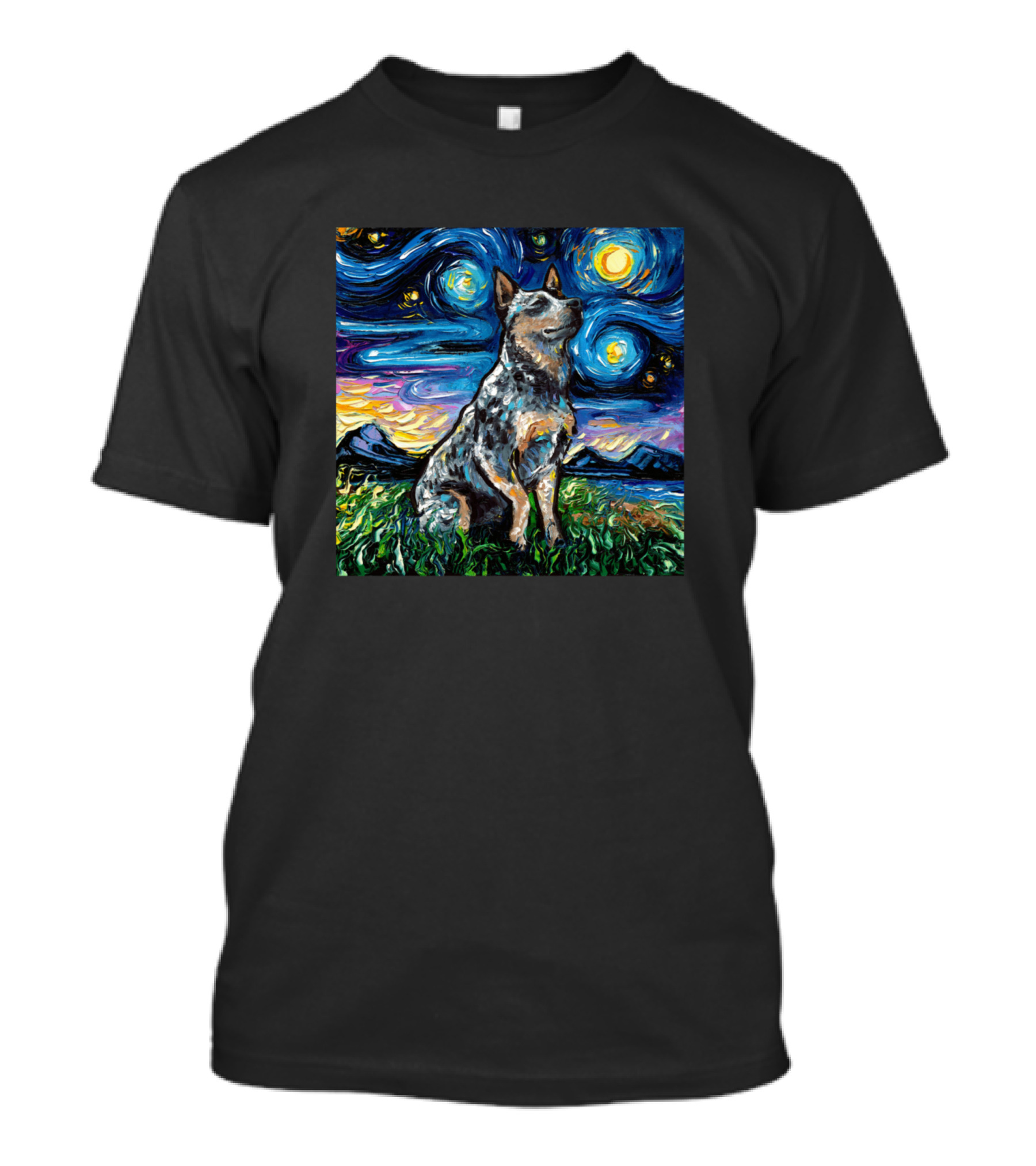 Blue Heeler Starry Night Van Gogh Style Australian Cattle Dog T-Shirt