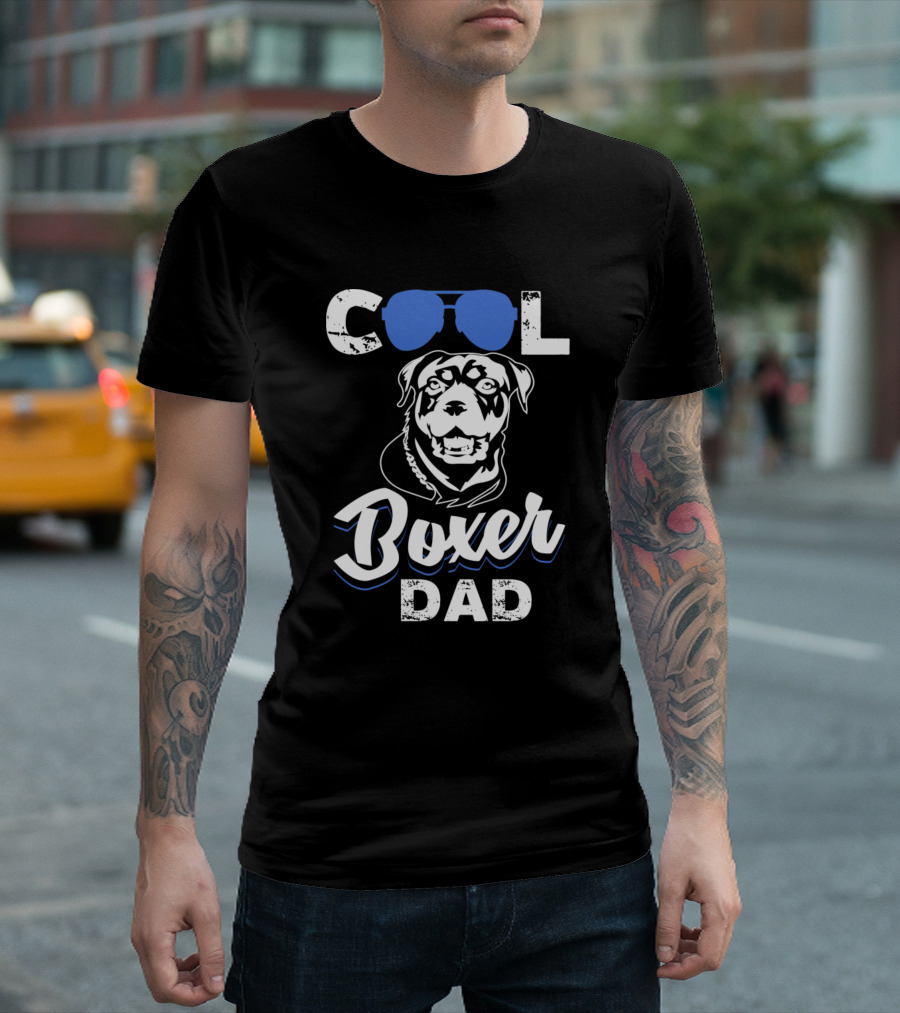 Cool Boxer Dad Dog Happy Papa Daddy Father Parent T-Shirt