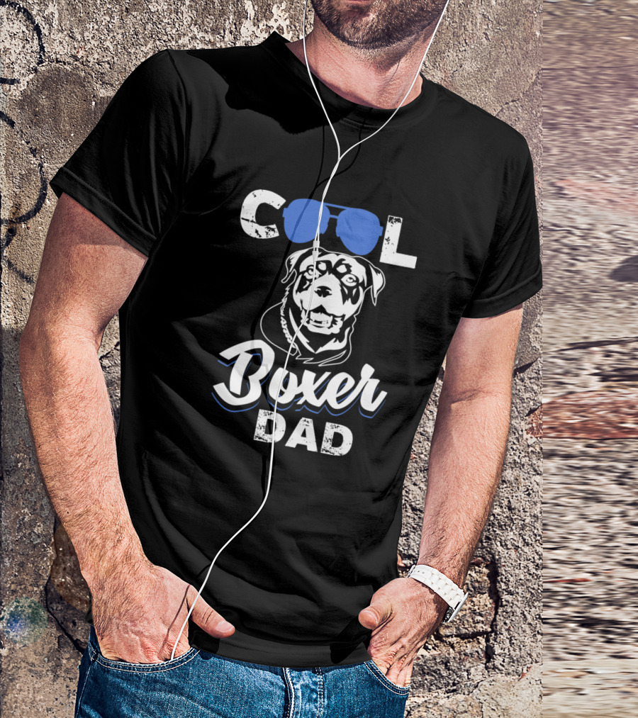 Cool Boxer Dad Dog Happy Papa Daddy Father Parent T-Shirt