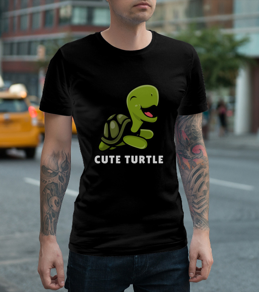 Cute Turtle Smiling Cartoon Character T-Shirt