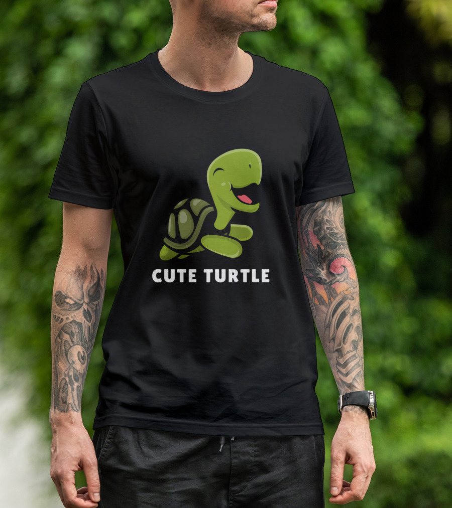 Cute Turtle Smiling Cartoon Character T-Shirt