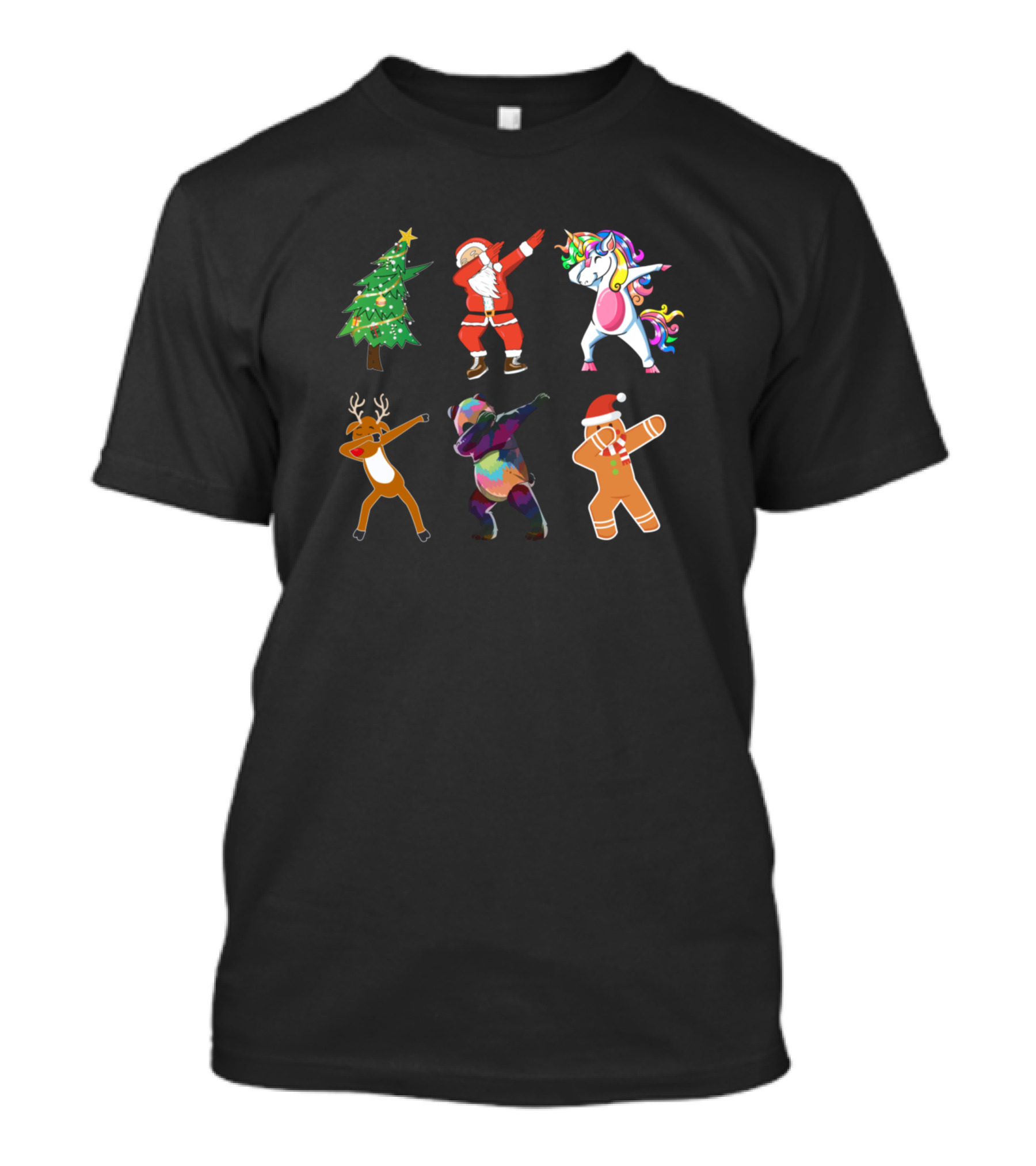 Dabbing Santa Unicorn Panda Deer Gingerbread Christmas Tree T-Shirt