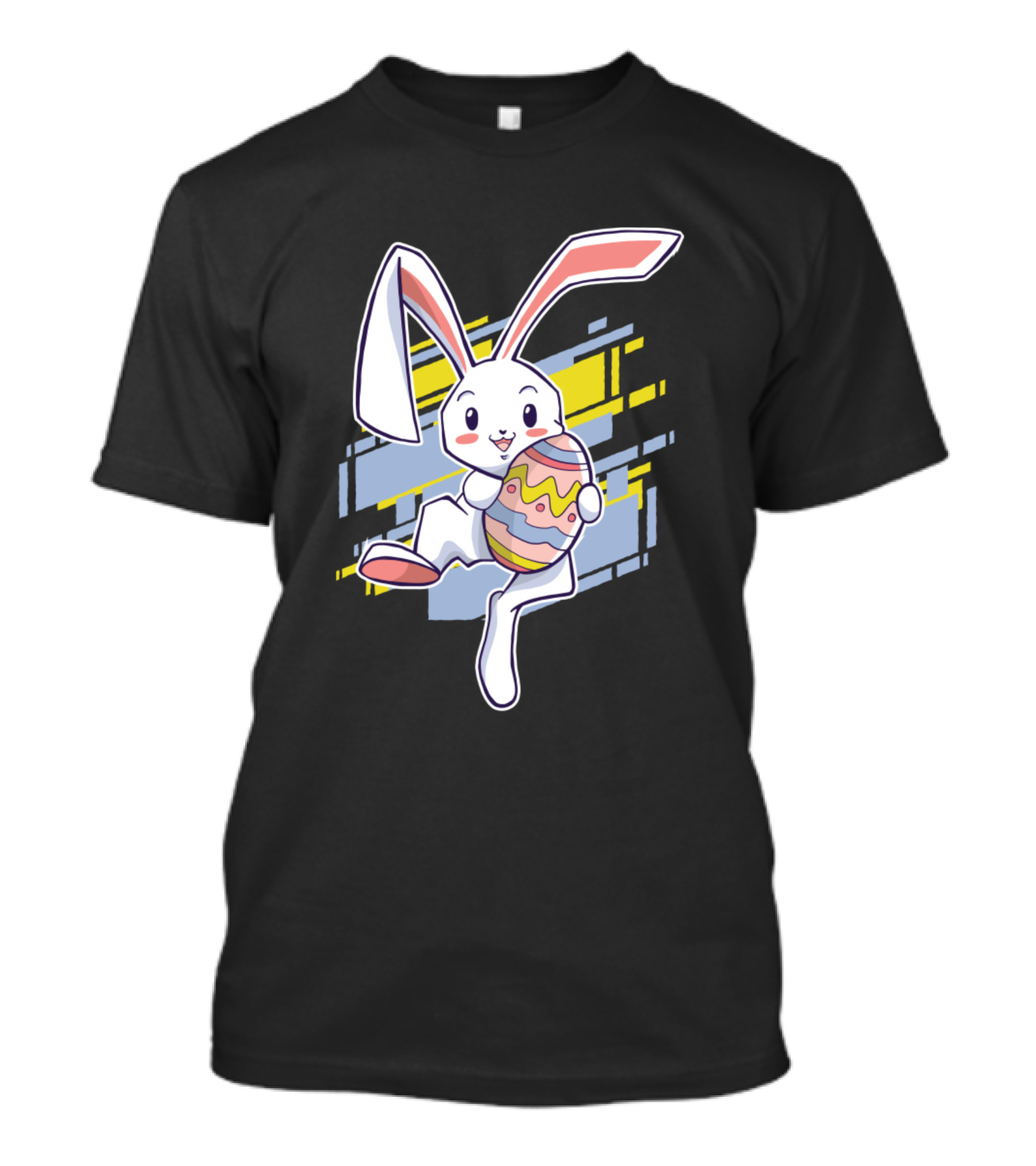 Easter Bunny With Colorful Egg On Retro Background T-Shirt