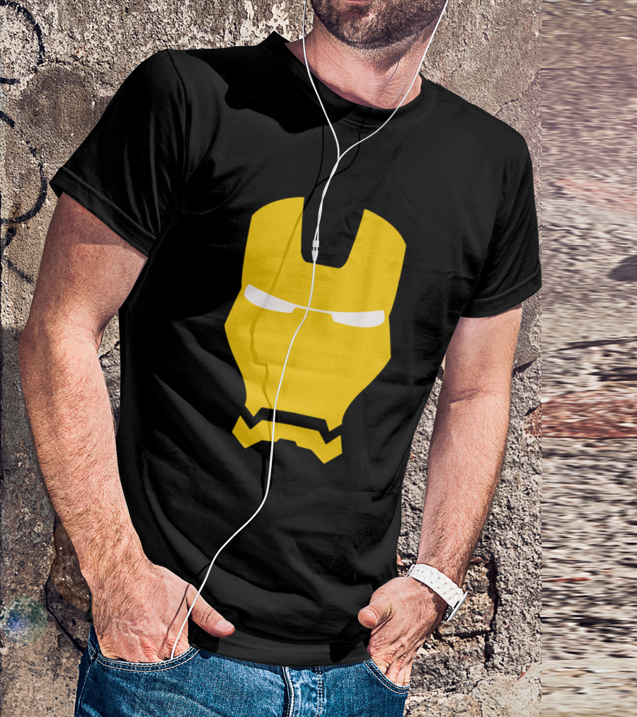 Iron Man Face Yellow Helmet T-Shirt