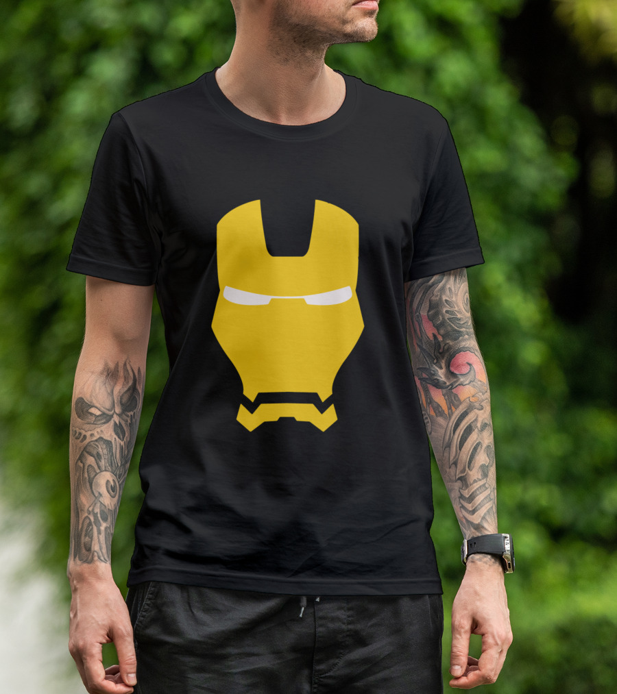 Iron Man Face Yellow Helmet T-Shirt
