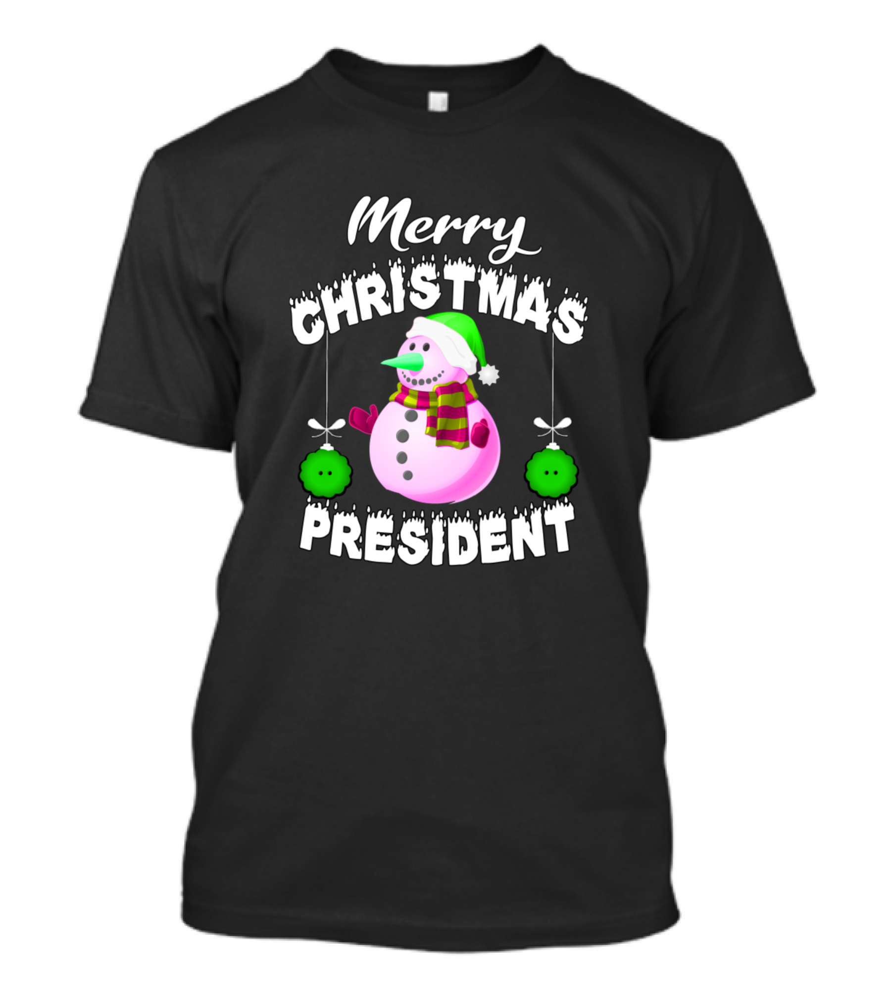 Merry Christmas President Snowman Festive Holiday Fun T-Shirt