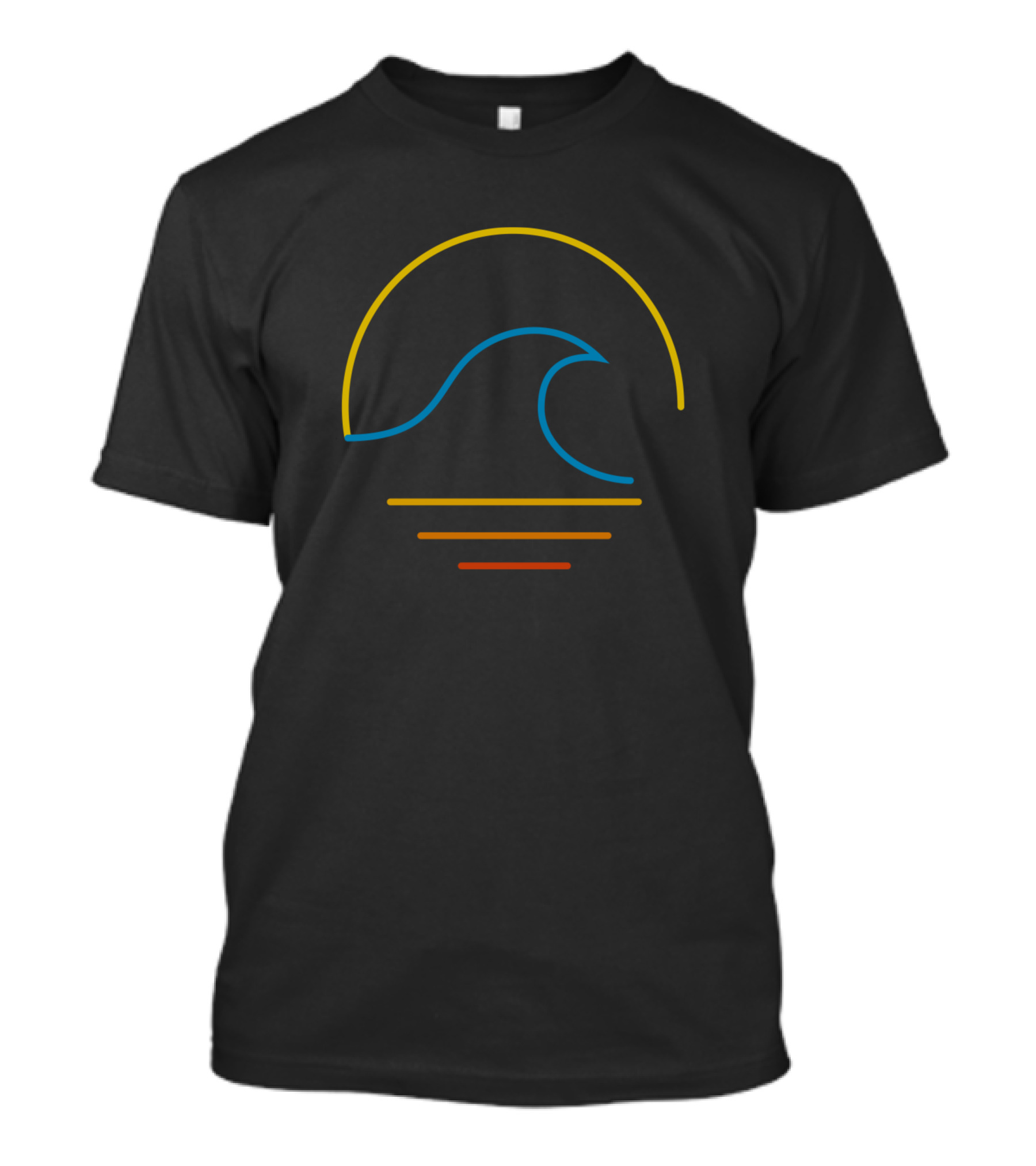 Minimal Wave And Sun Line Art Ocean Sunset T-Shirt