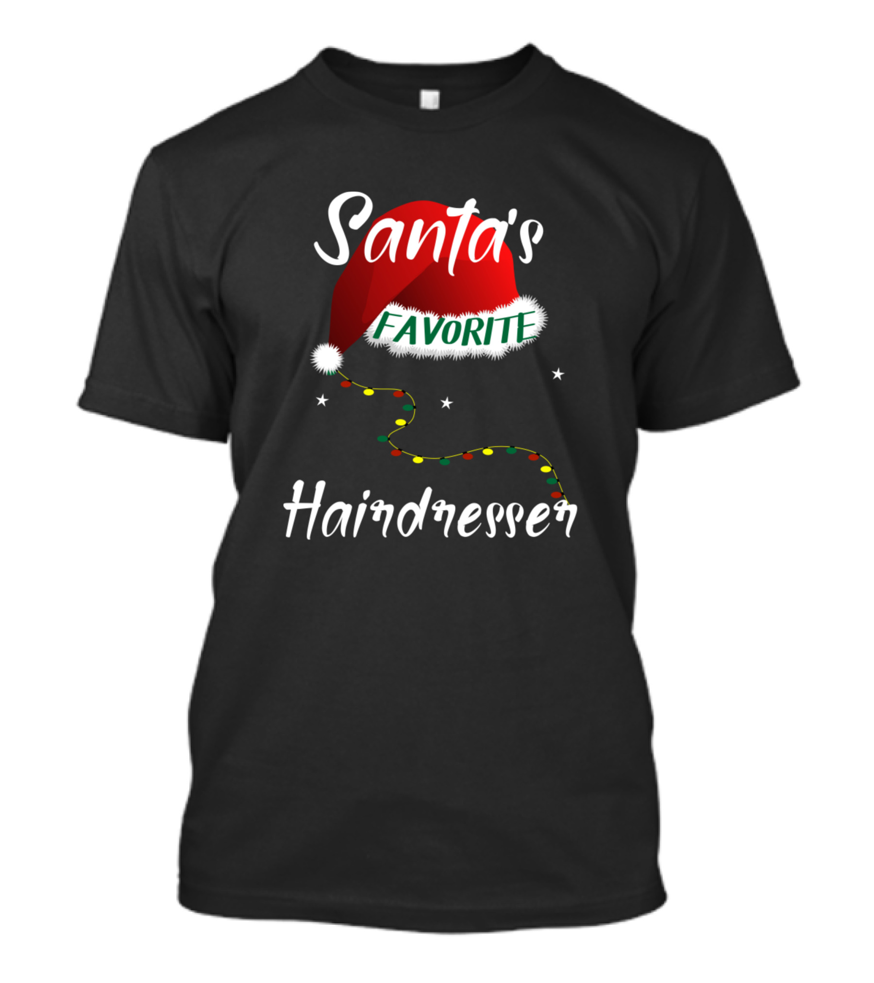 Santa's Favorite Hairdresser Holiday Lights T-Shirt