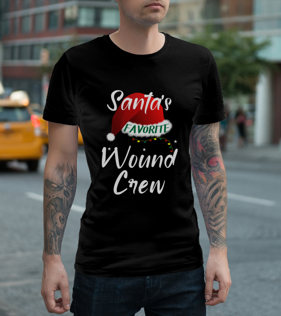 Santa's Favorite Wound Crew Nurse Team Holiday T-Shirt