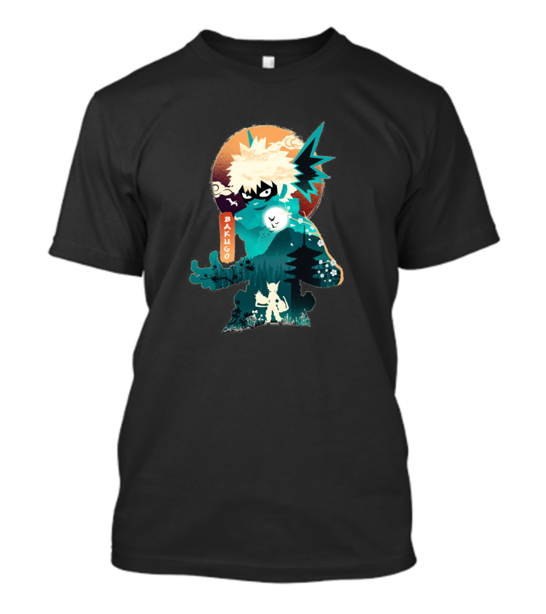 Bakugo Heroic Figure With Explosive Energy And Dynamic Background T-Shirt