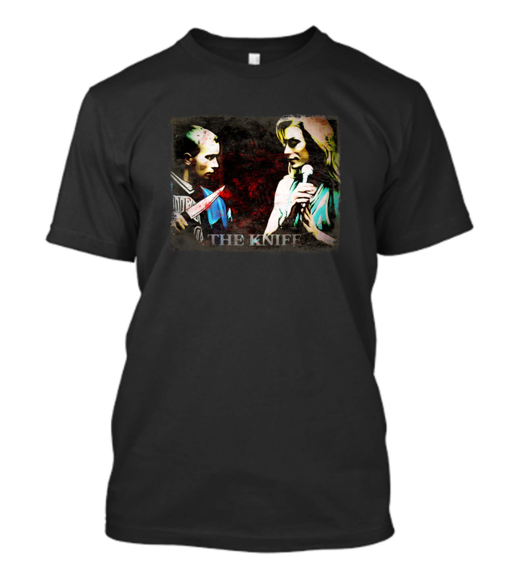 The Knife Pass This On Duo With Microphone And Red Knife T-Shirt