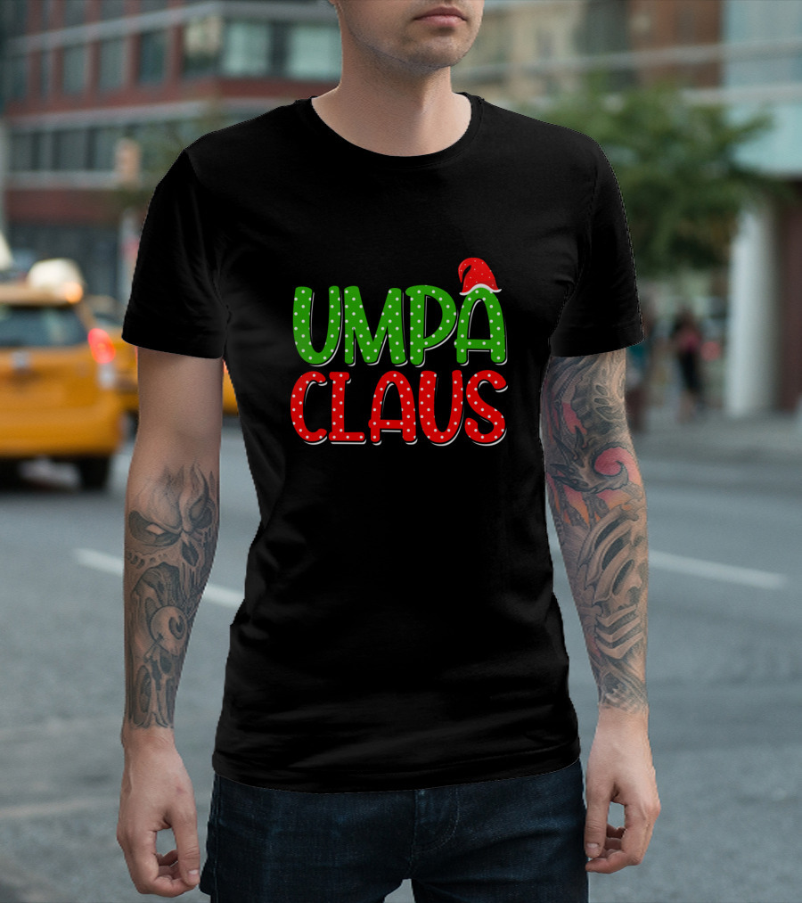 Umpa Claus Xmas Family Santa Hat Polka Dots T-Shirt