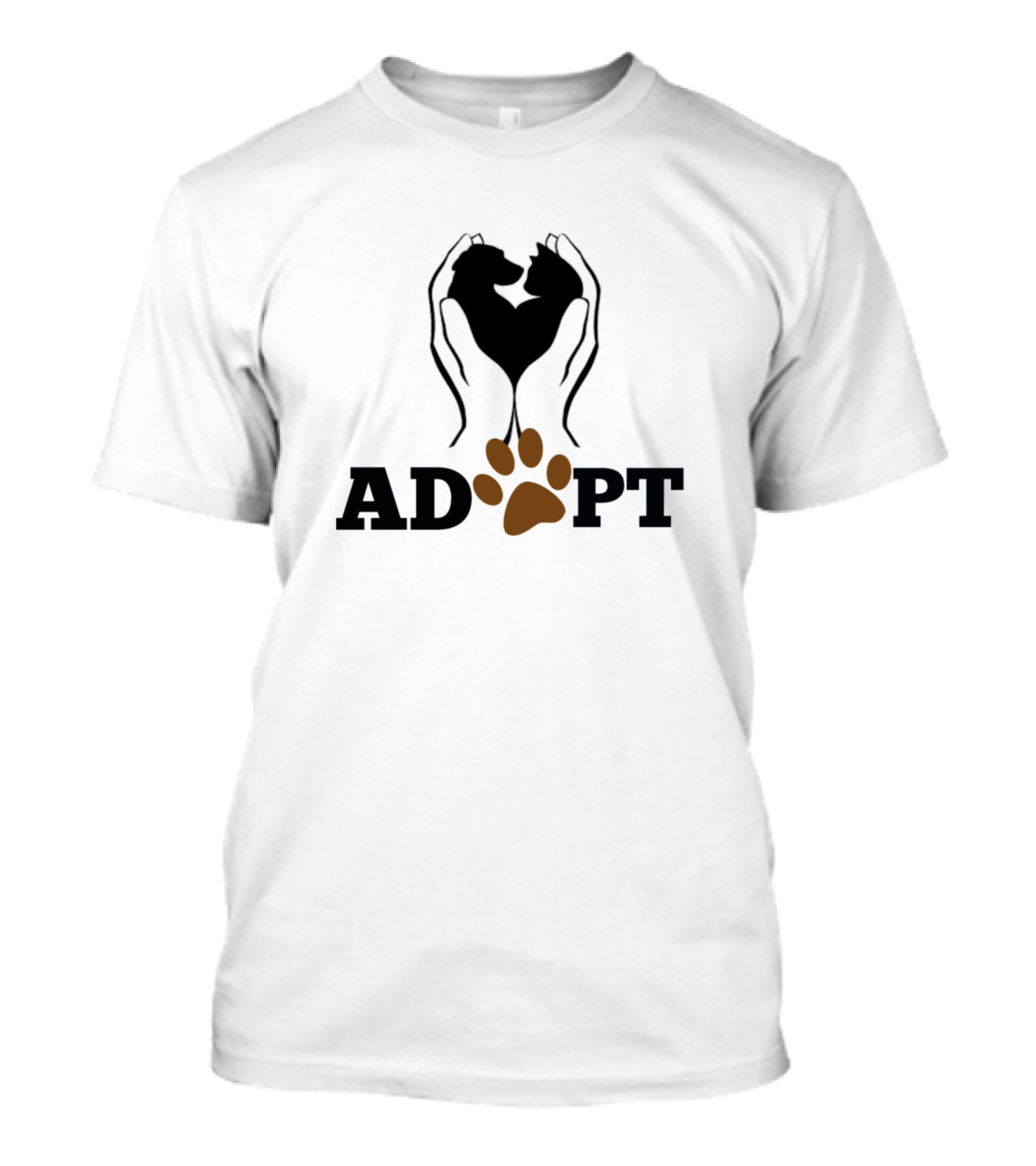 ADOPT Animal Rescue Paw Hands Dog Cat T-Shirt