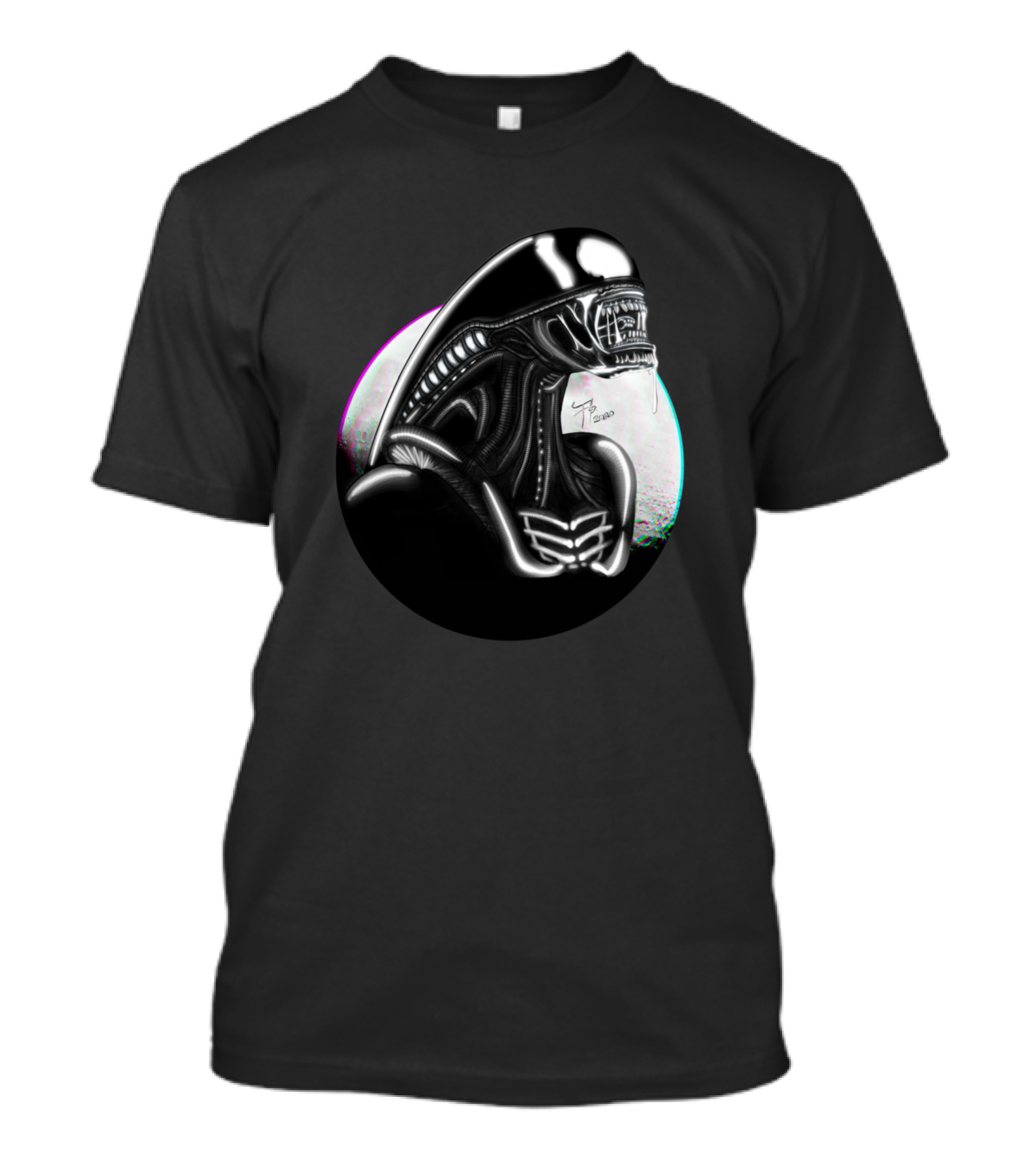 Alien Howl Sci-Fi Creature Moon T-Shirt