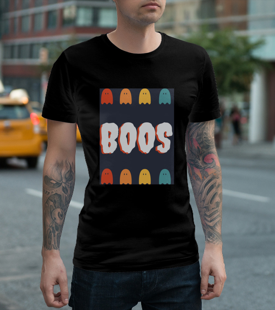 Boos Colorful Ghost Icons Halloween Occasion T-Shirt