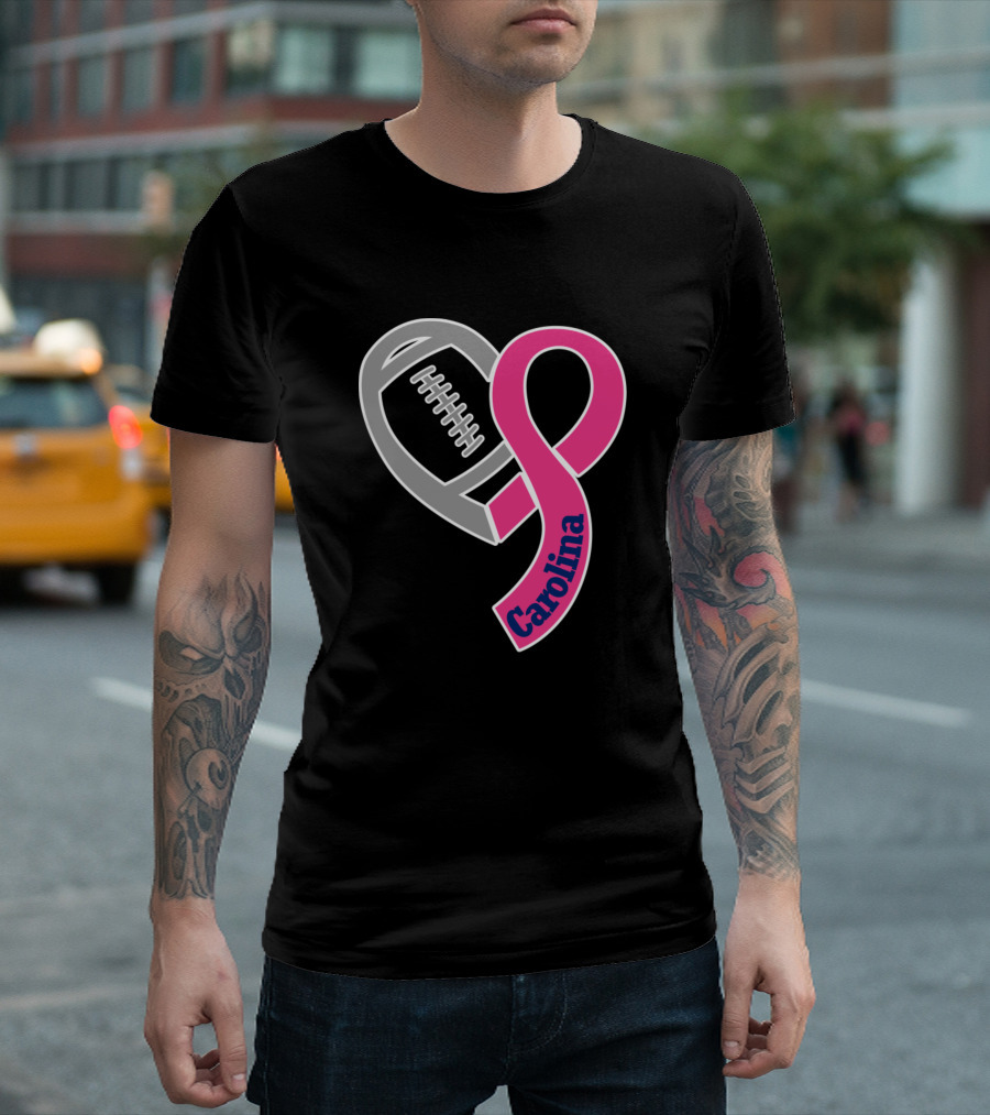 Carolina Football Breast Cancer Awareness Heart T-Shirt