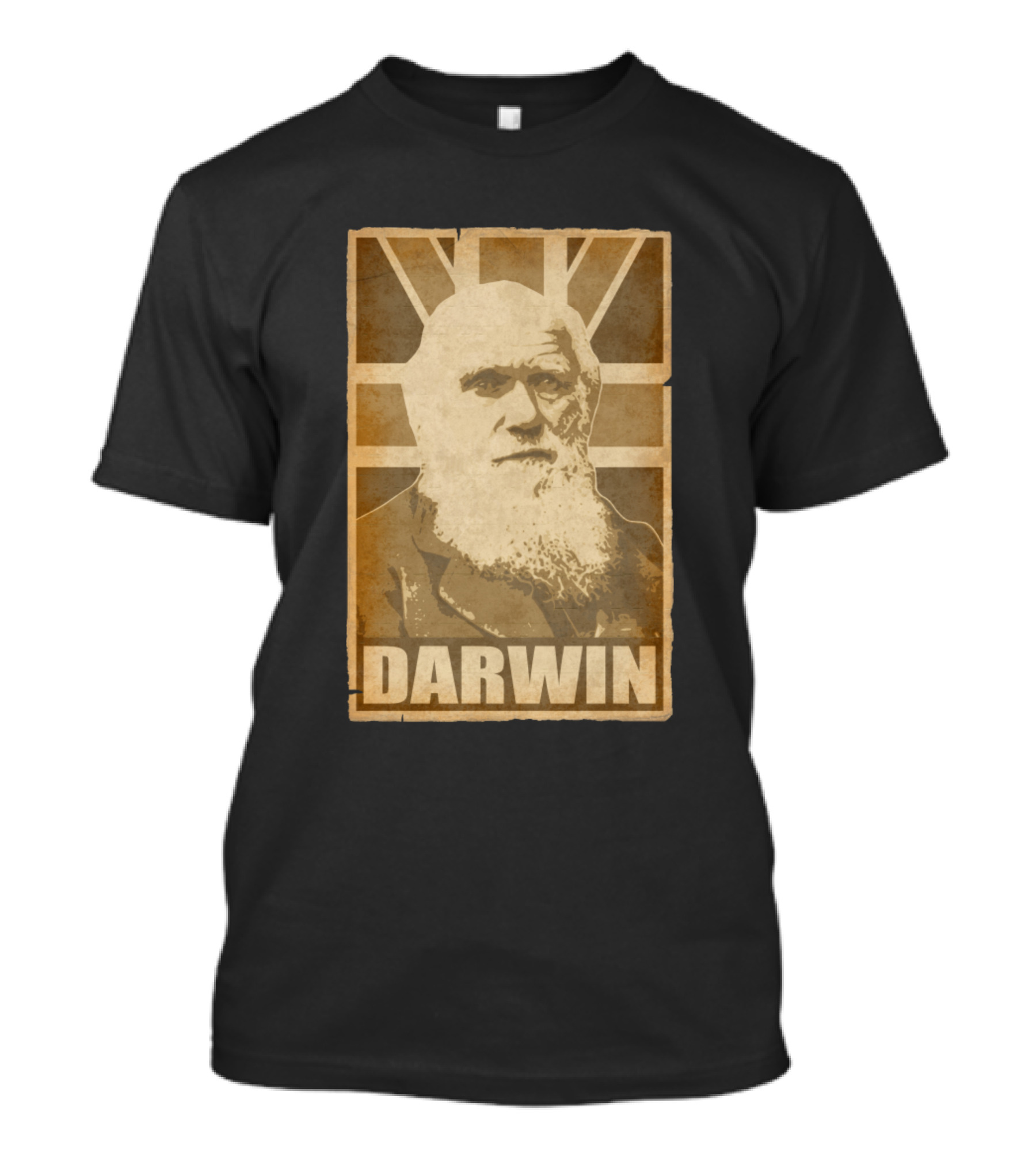Darwin Vintage Portrait Union Jack Britain T-Shirt