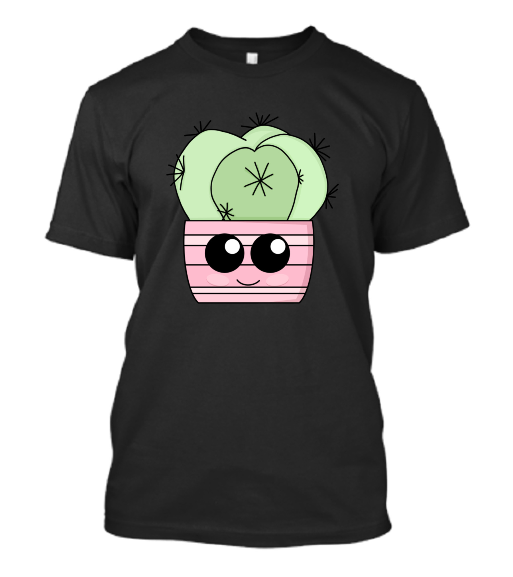 Kawaii Cactus Face With Pink Pot T-Shirt