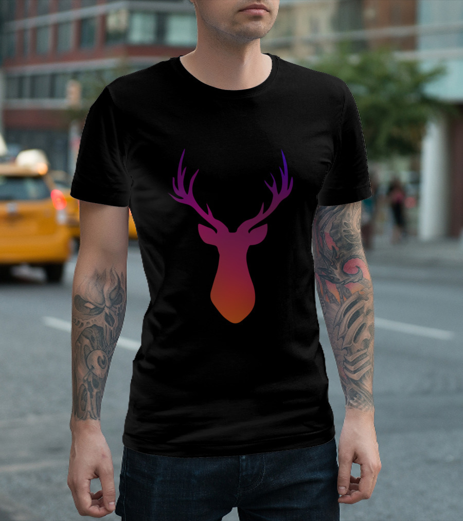 Deer Head Colorful Gradient Antlers T-Shirt