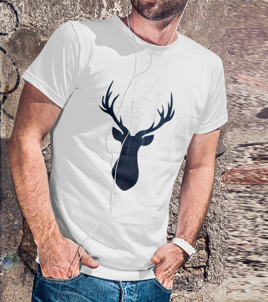 Deer Head Dark Blue Stag T-Shirt
