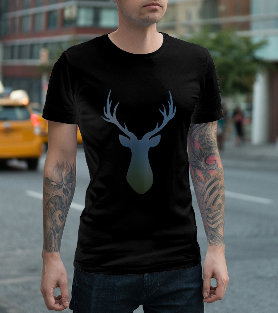 Deer Head Green Blue Gradient T-Shirt