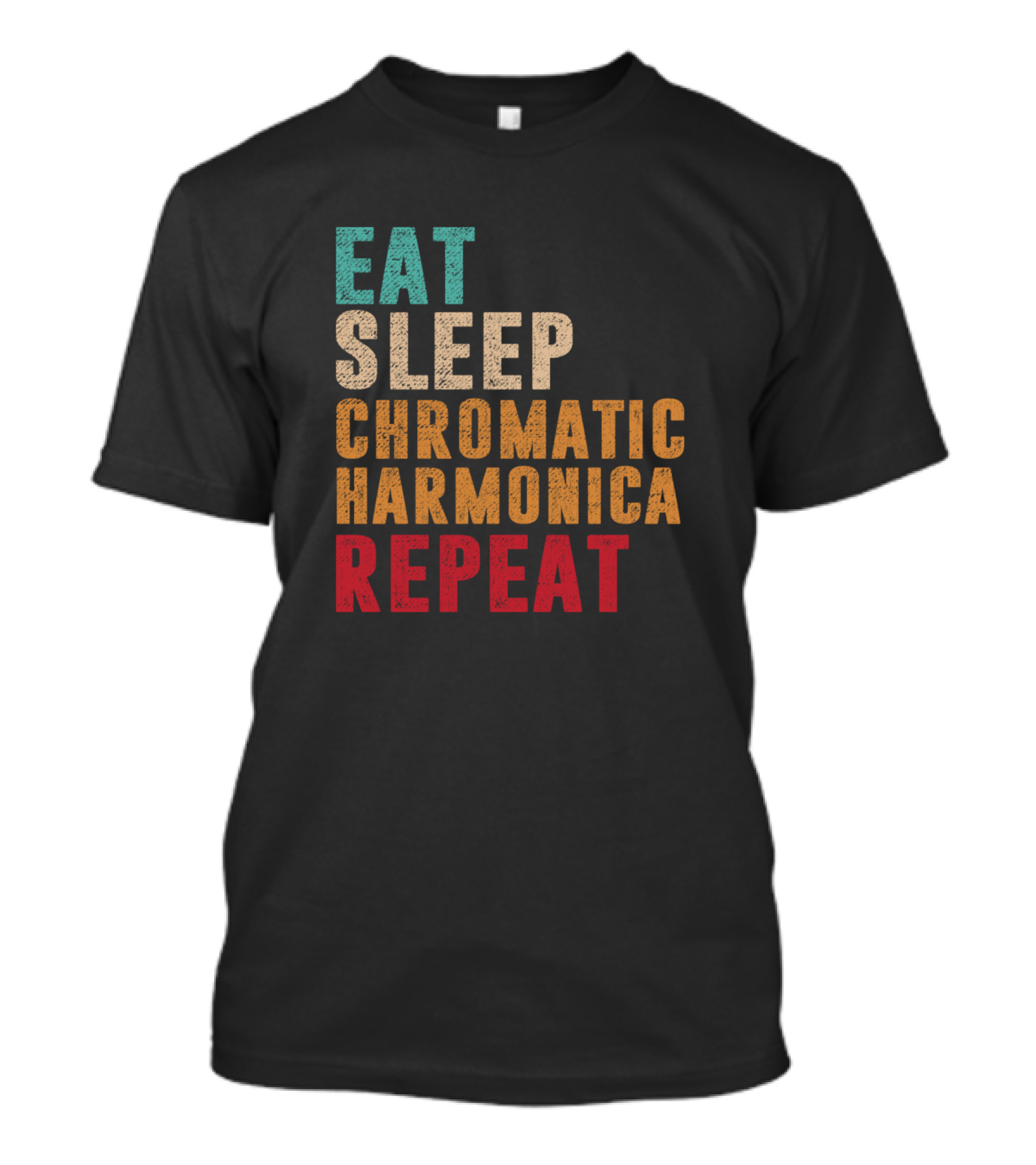 Eat Sleep Chromatic Harmonica Repeat Text T-Shirt