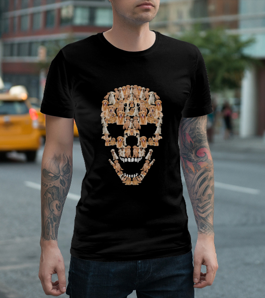 Golden Retriever Dogs Forming Skull Funny Halloween Cos T-Shirt