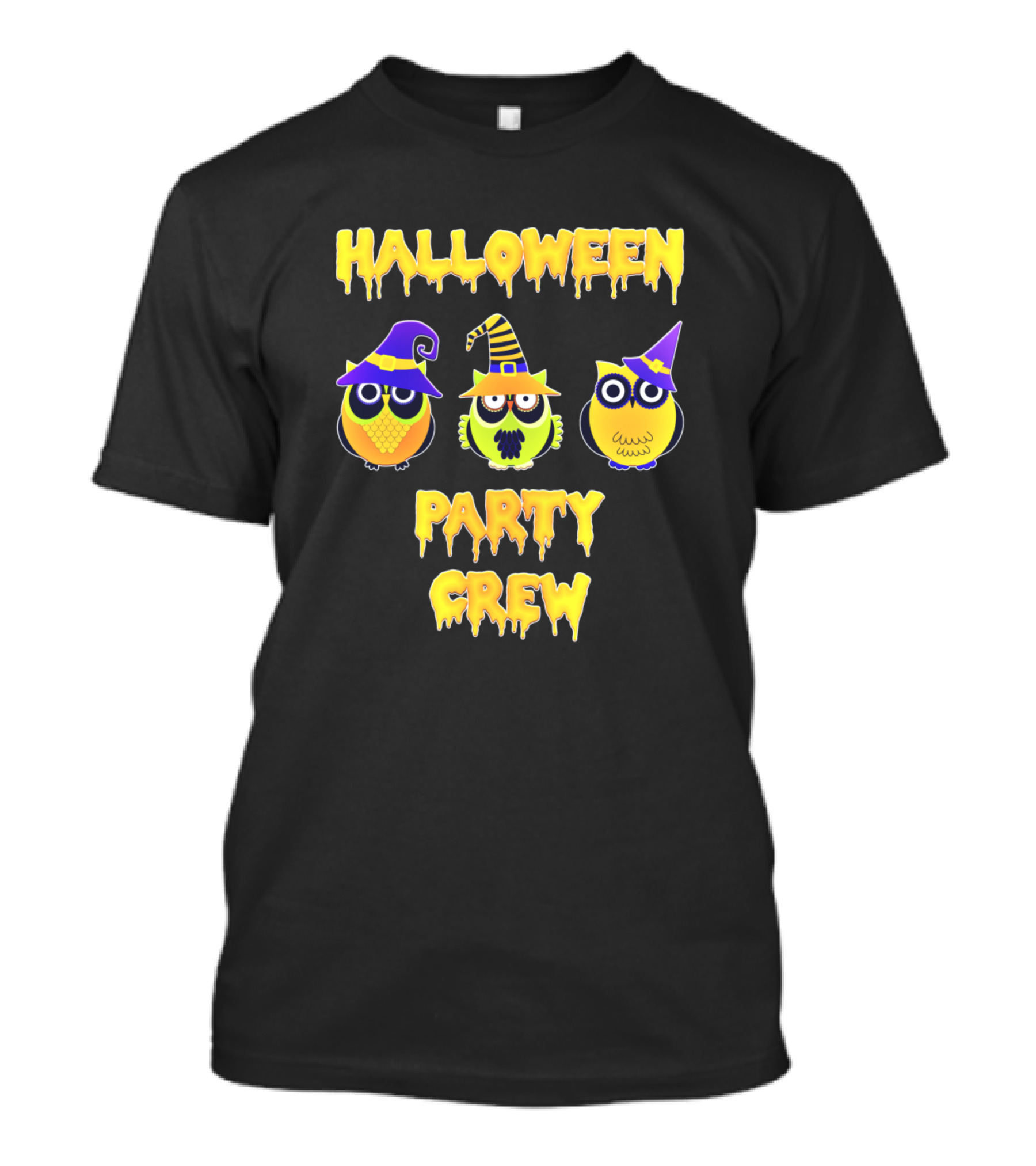 Halloween Party Crew Owls Witch Hats T-Shirt