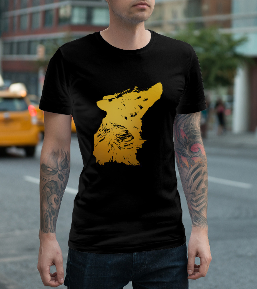 Howling Wolf Head Yellow T-Shirt