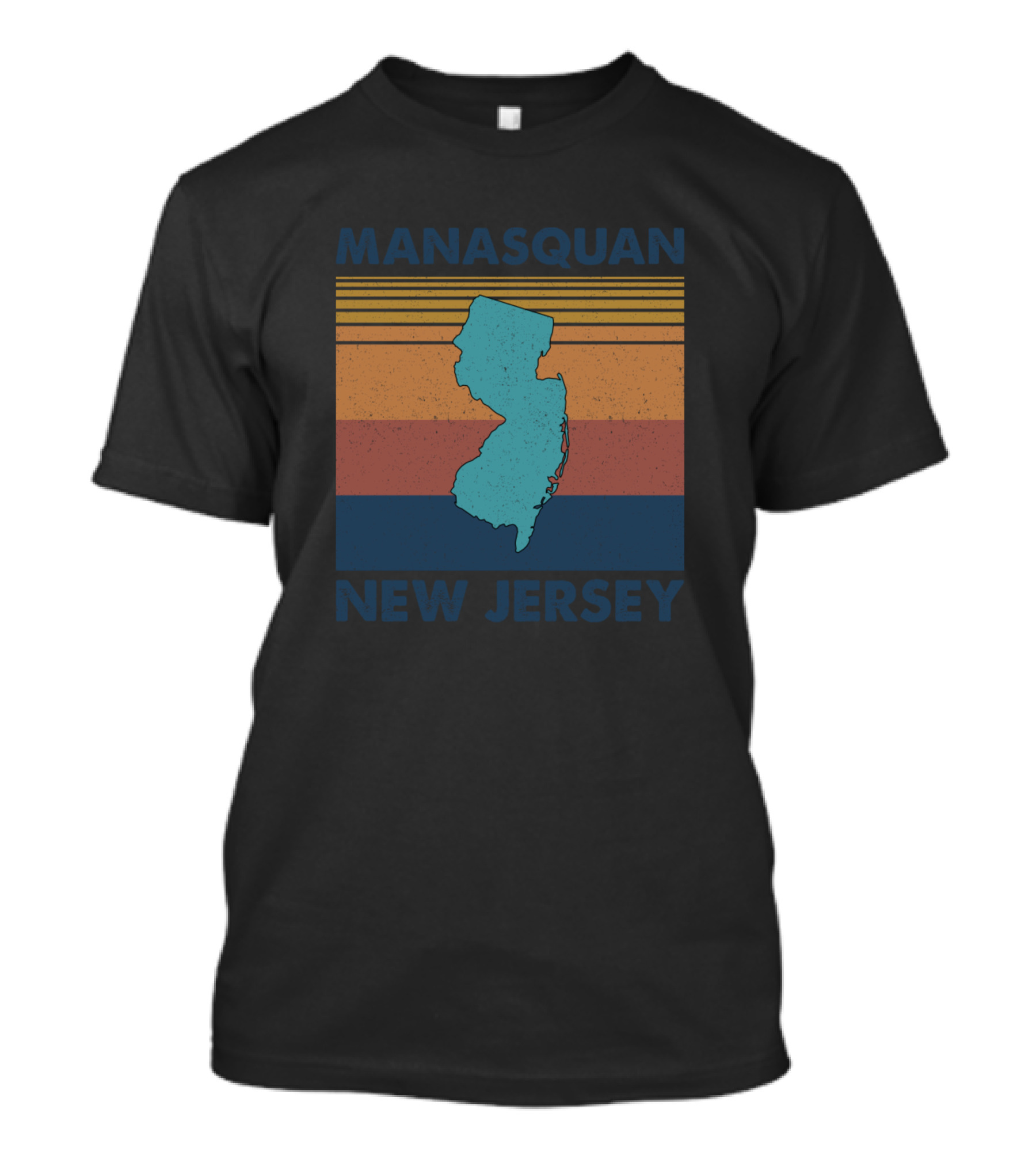 Manasquan New Jersey Retro State Silhouette Bold Lines T-Shirt