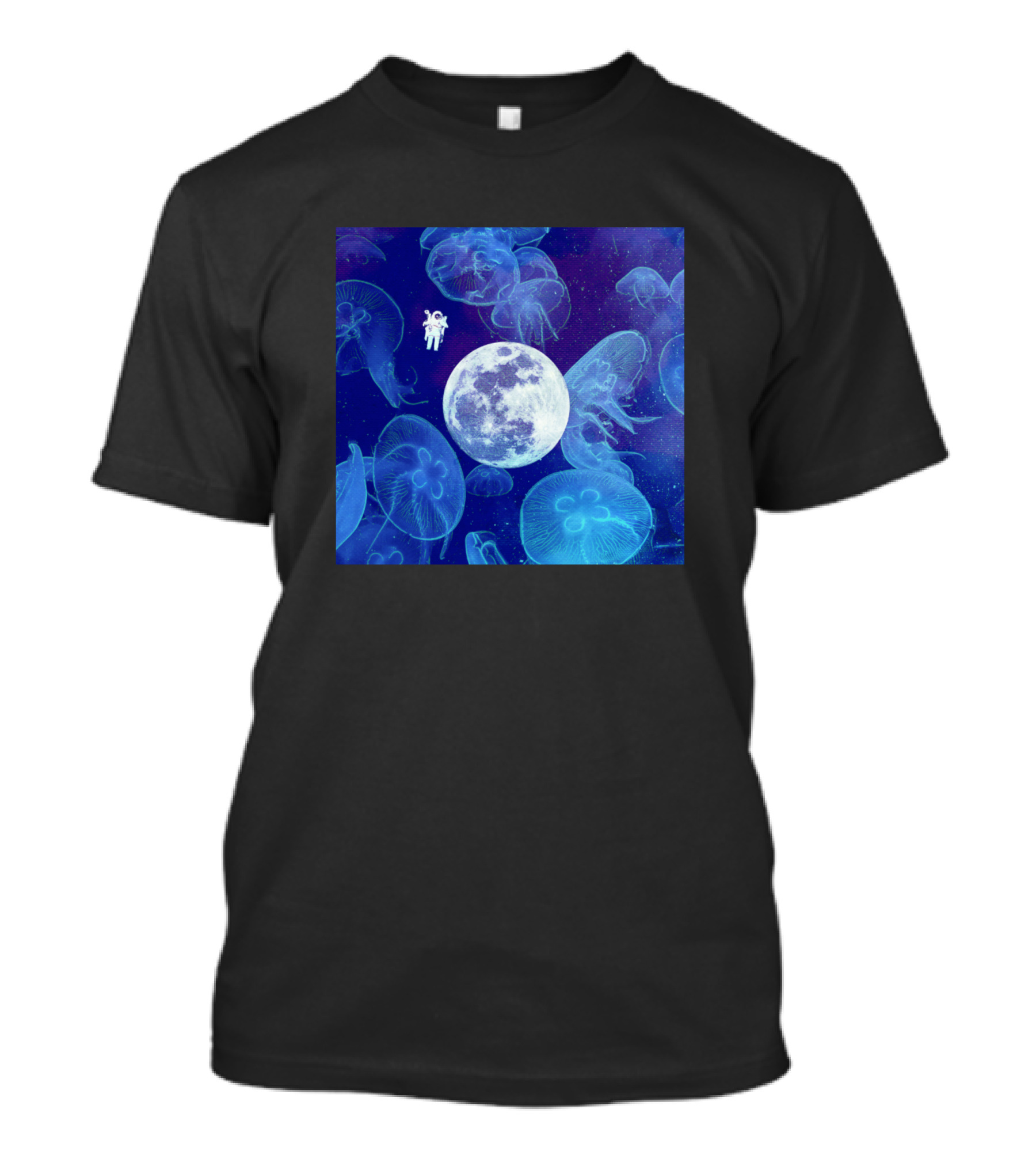 Astronaut Floating With Moon And Jellyfish In Space T-Shirt