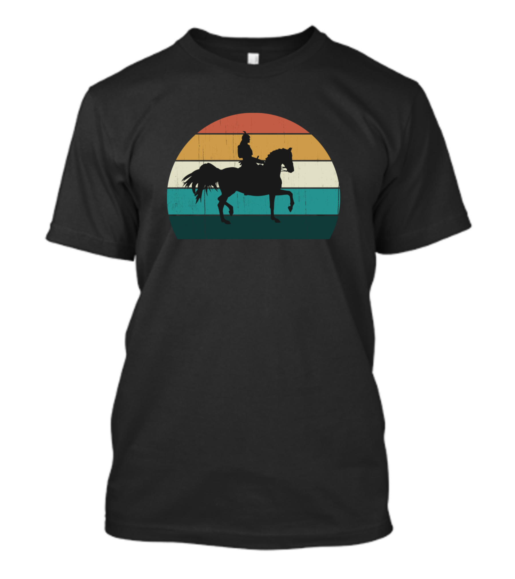 Retro Samurai Horse Rider Vintage Japanese Daimyo Sunset T-Shirt