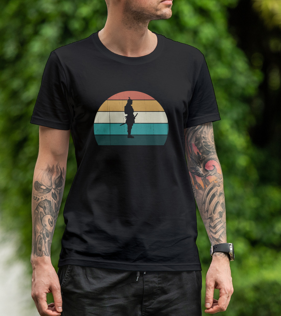 Retro Samurai Warrior Vintage Japanese Daimyo Sunset T-Shirt