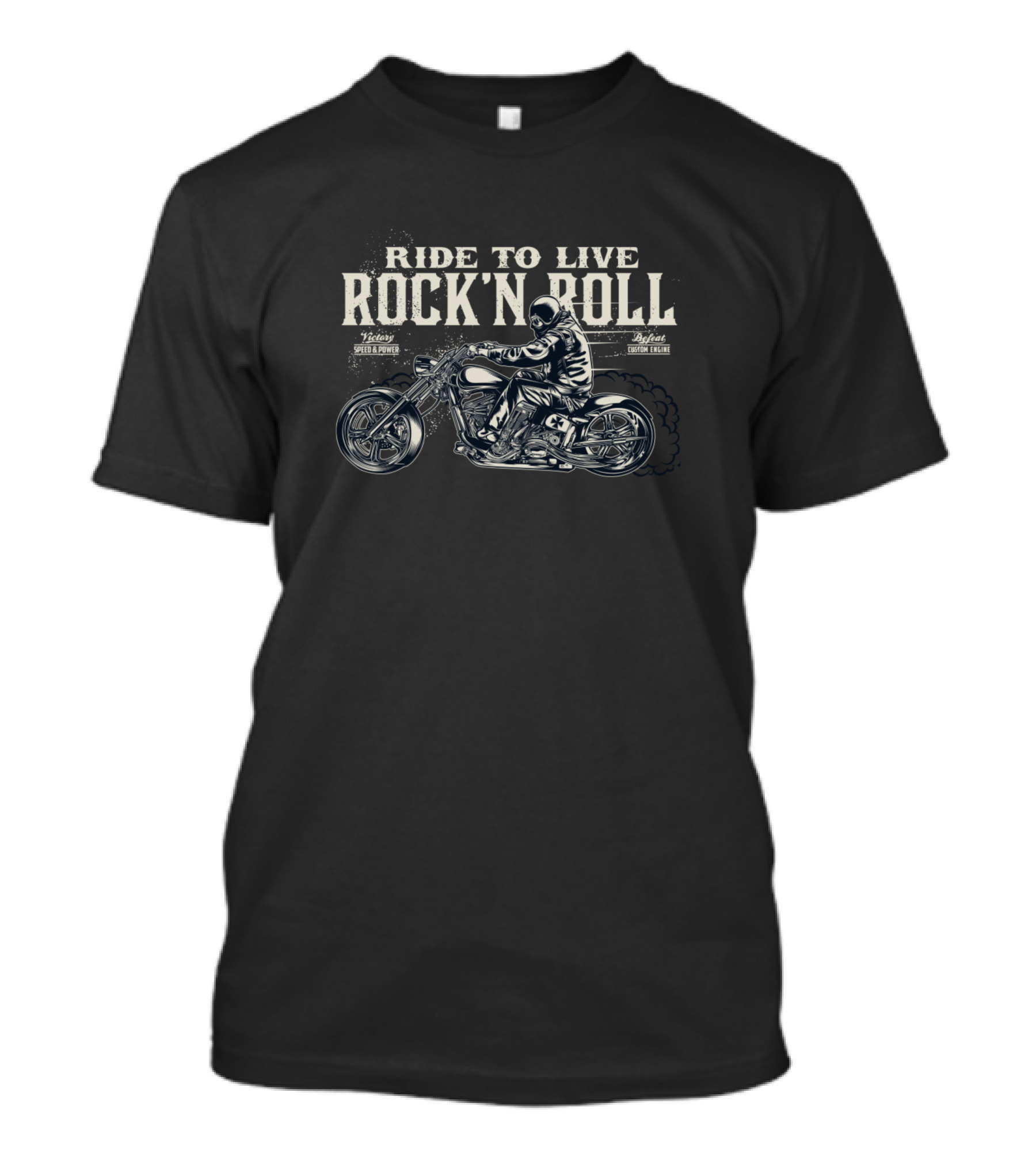 Ride To Live Rock N Roll Victory Speed Power Hotrod Custom Engine T-Shirt