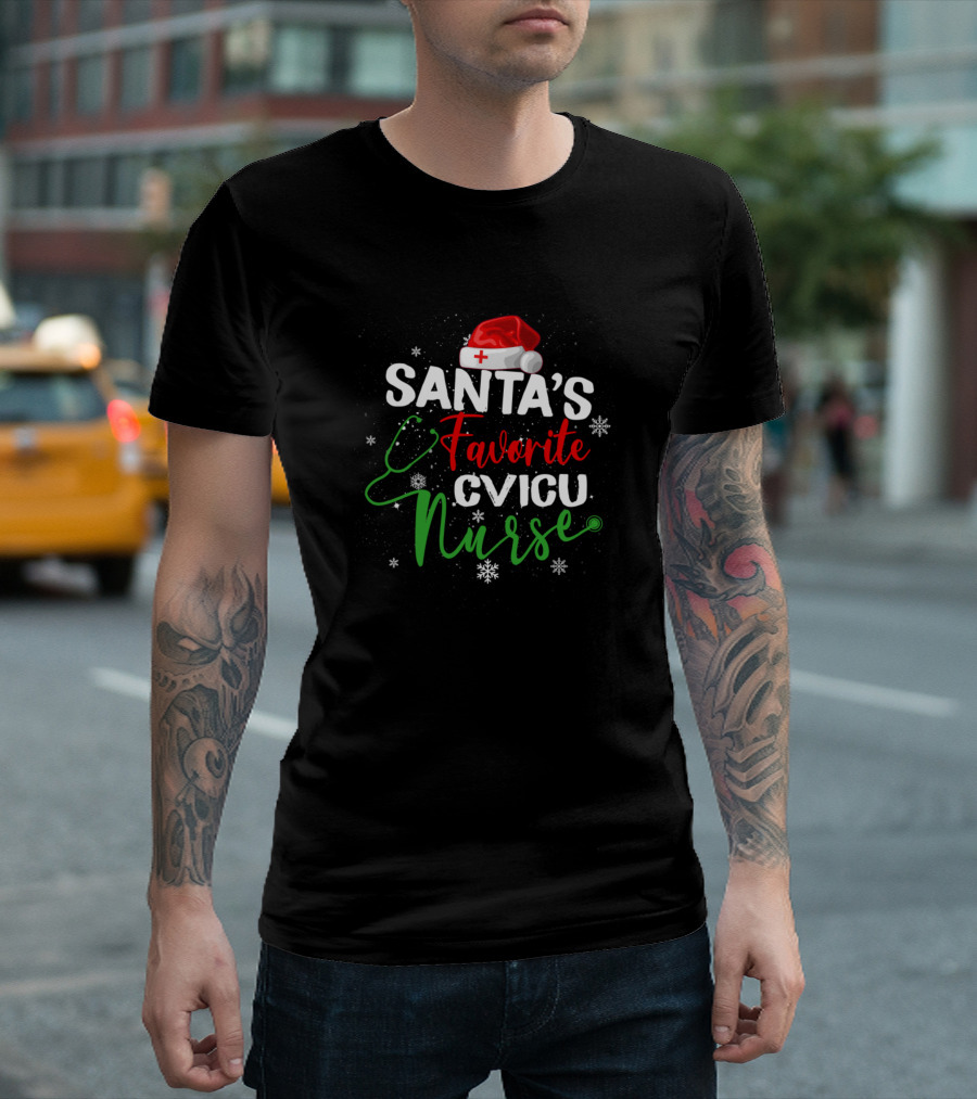 Santa's Favorite CVICU Nurse Christmas RN Nursing T-Shirt