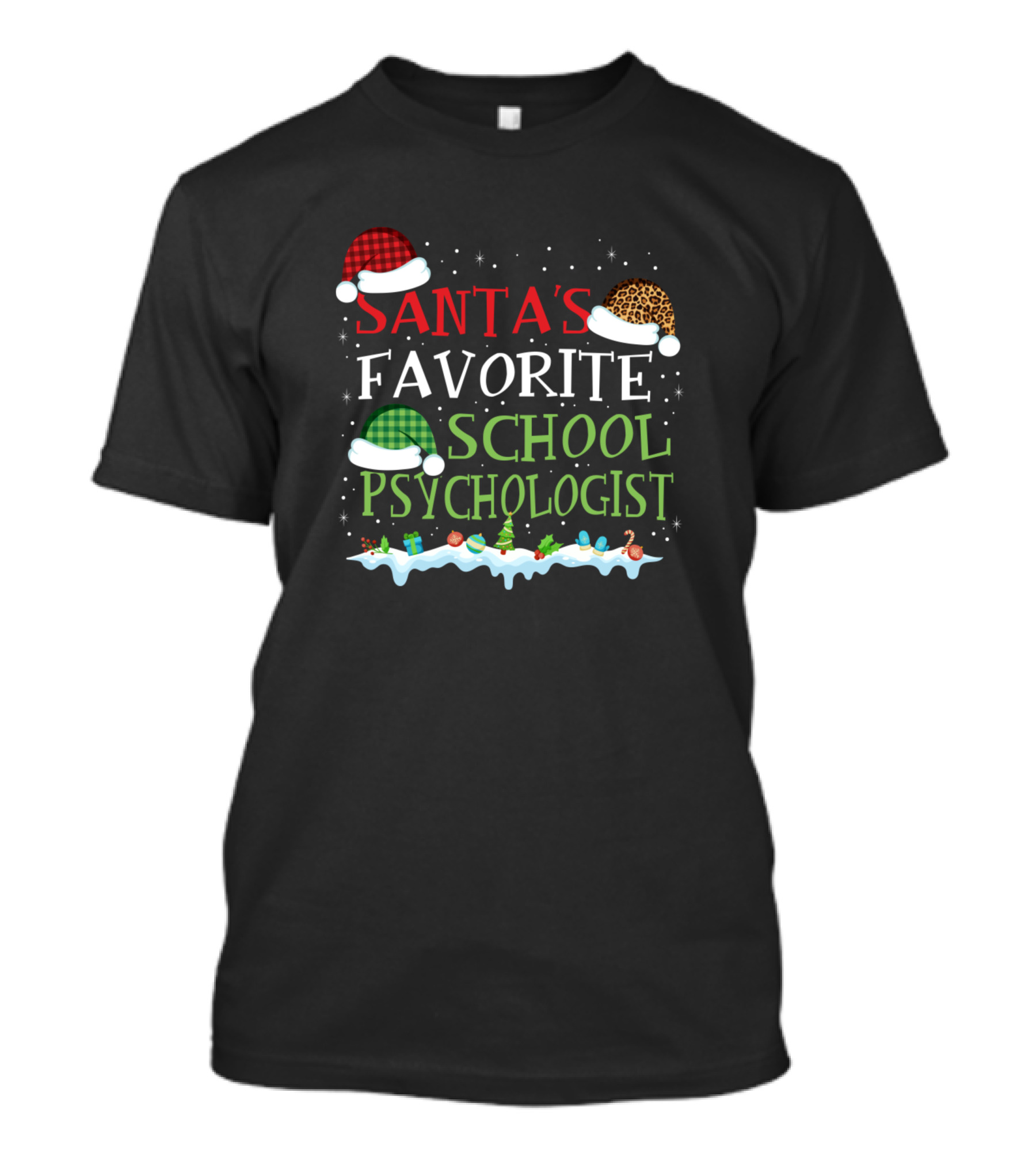 Santa's Favorite School Psychologist Festive Holiday Hat T-Shirt