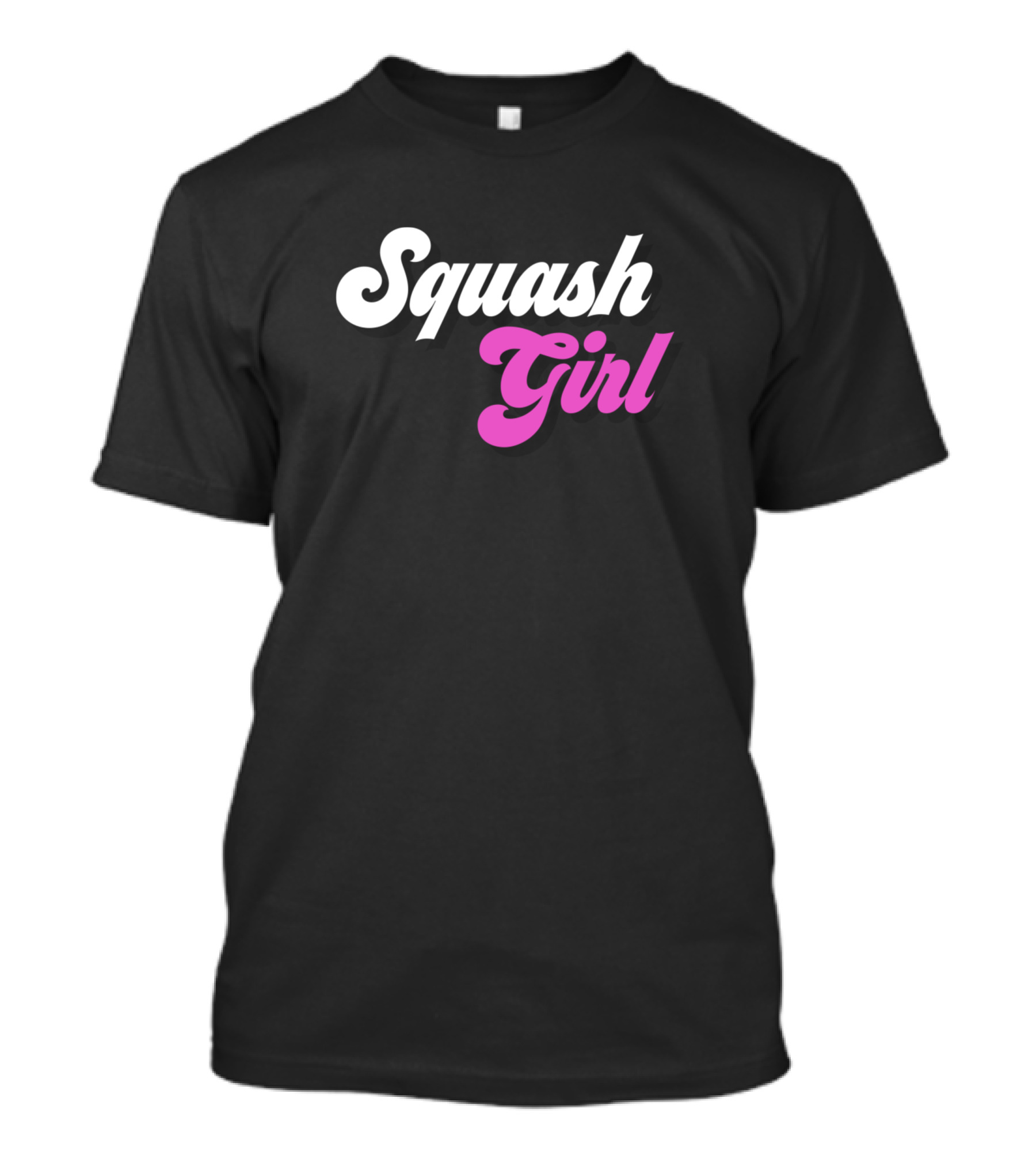 Squash Girl White Pink Text Bold Sports T-Shirt