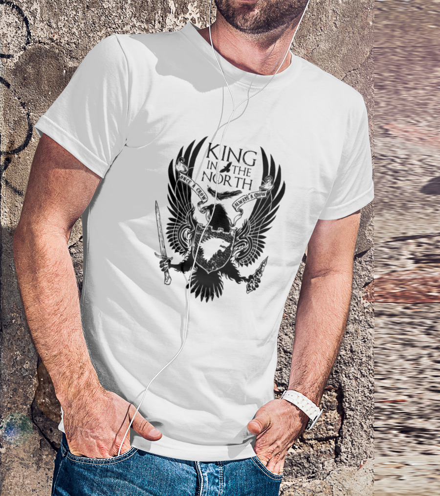 King In The North Raven Sword Crest T-Shirt
