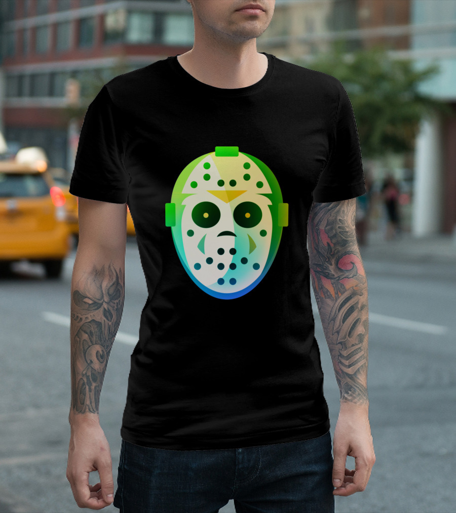 Hockey Mask Icon With Green And Blue Gradient T-Shirt